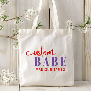 Bolso De Tela Personalizado Babe Gracioso Diciendo Nombre Person