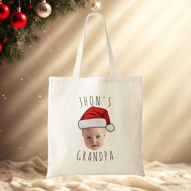 Bolso De Tela Personalizado Baby Face Santa Hat Navidad Foto (Subido por el creador)