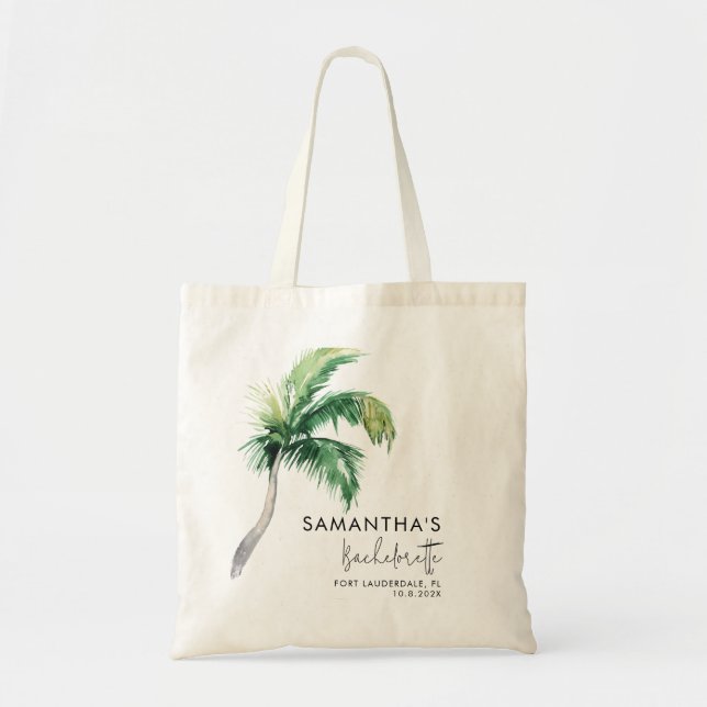 Bolso De Tela Personalizado Bachelorette Party Tropical Palm Tre (Frente)