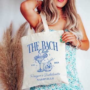 Bolso De Tela Personalizado Bachelorette Retro Cóctel Azul
