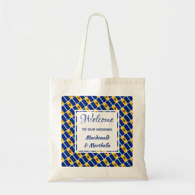 Bolso De Tela Personalizado BARBADOS de bienvenida de boda de de (Frente)