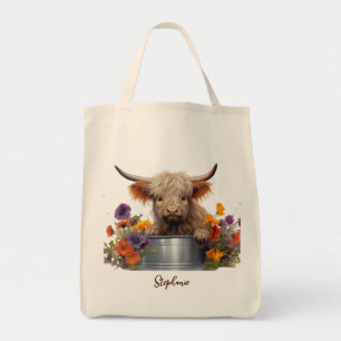 Bolso De Tela Personalizado bebé de vaca de Highland