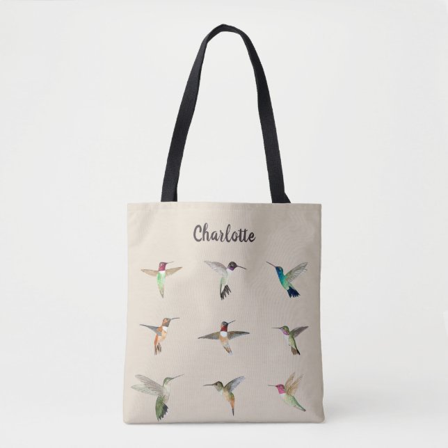 Bolso De Tela Personalizado beige colibrí norteamericano (Anverso)