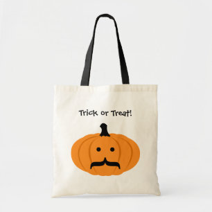 Bolso De Tela Personalizado bigote naranja calabaza truco o trat