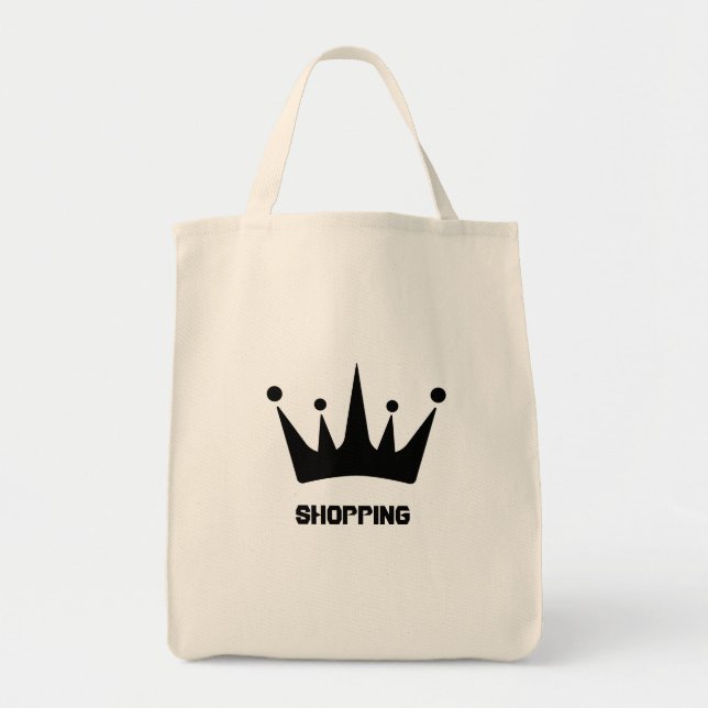 Bolso De Tela Personalizado Black Crown Shopping Text Grocere To (Frente)