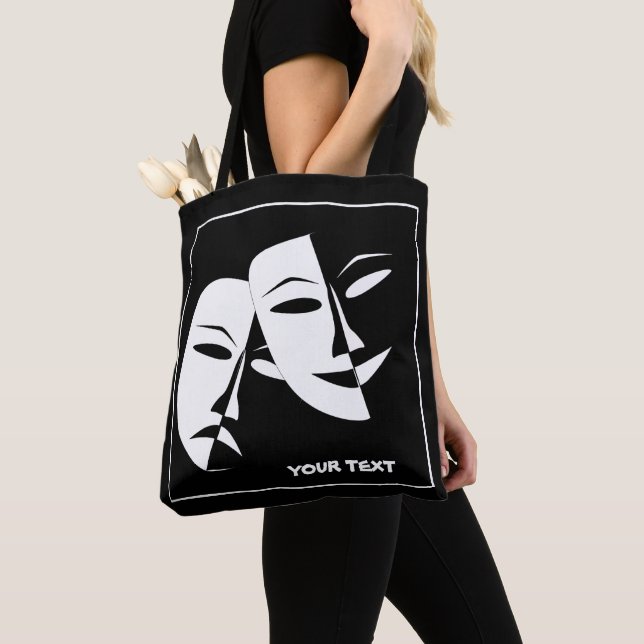 Bolso De Tela Personalizado blanco negro de tragedia de comedia  (Detalle)