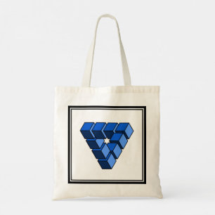 Bolso De Tela Personalizado Blue Black Toy Blocks Triangle Graph