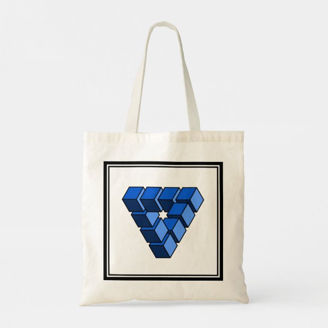 Bolso De Tela Personalizado Blue Black Toy Blocks Triangle Graph (Reverso)