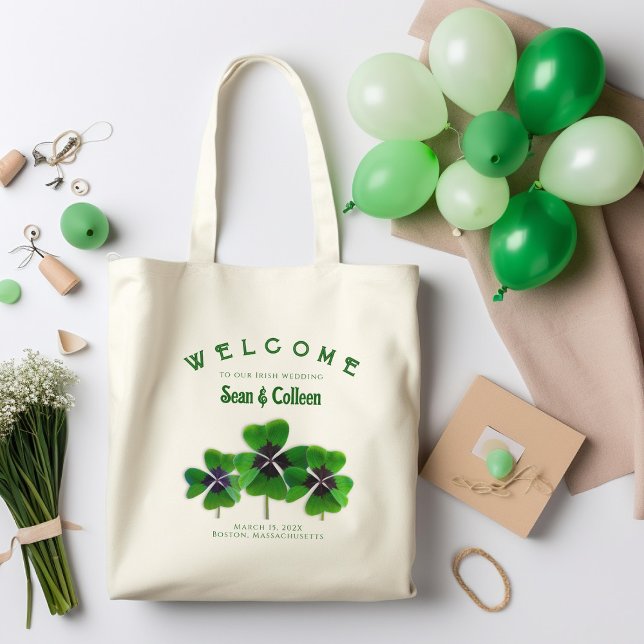 Bolso De Tela Personalizado Boda irlandés Bag Green Clovers (Subido por el creador)