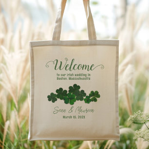 Bolso De Tela Personalizado Boda irlandés Bag Green Clovers