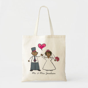 Bolso De Tela Personalizado Boda Pareja Novia y Groom Fuchsia Co