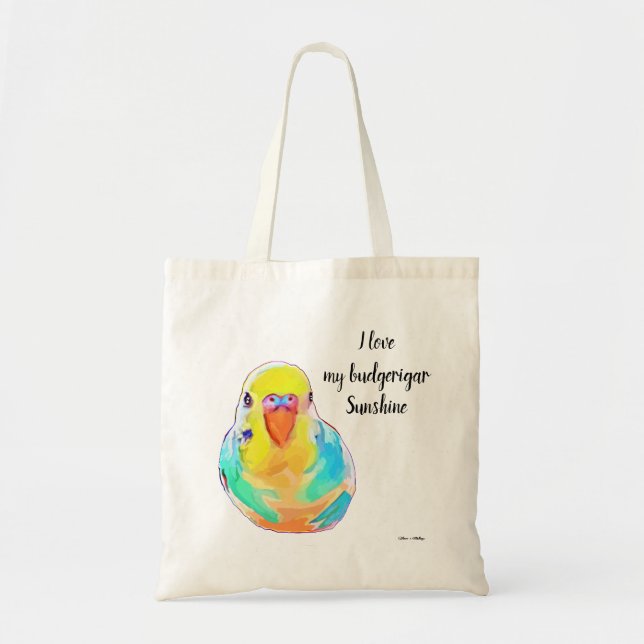 Bolso De Tela Personalizado Bonito me encanta mi Parakeet Budger (Frente)