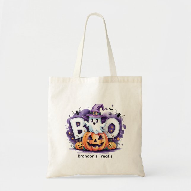 Bolso De Tela Personalizado Boo Ghost Trick o Trek (Frente)