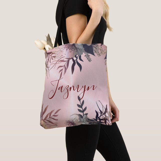 Bolso De Tela Personalizado botánico de Rubor rosa (Detalle)