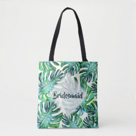 Bolso De Tela Personalizado Bridesmaid Vegetación de hojas tropi