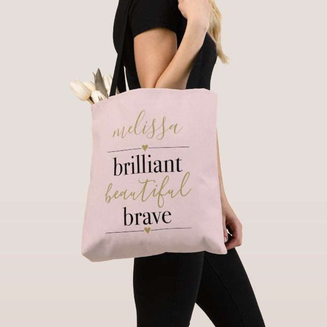 Bolso De Tela Personalizado Brillante Hermoso Valiente Rosa Rubo (Detalle)
