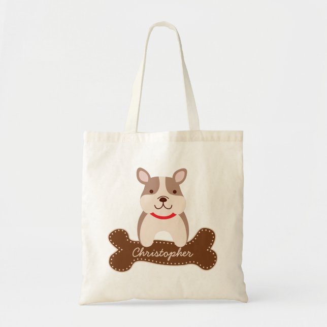 Bolso De Tela Personalizado Bulldog francés Cute cachorro Perro  (Frente)