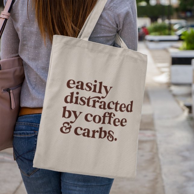 Bolso De Tela Personalizado Café Moderno Lover Carbs Sans Serif  (Subido por el creador)