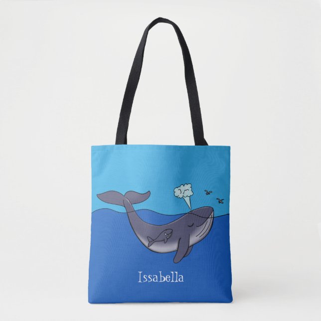 Bolso De Tela Personalizado caprichoso de ballenas y terneros (Anverso)
