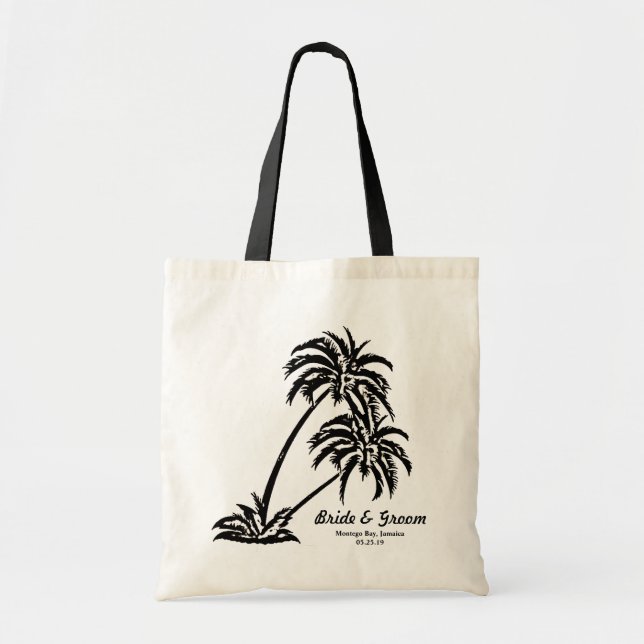 Bolso De Tela Personalizado casando las palmeras del regalo de (Frente)