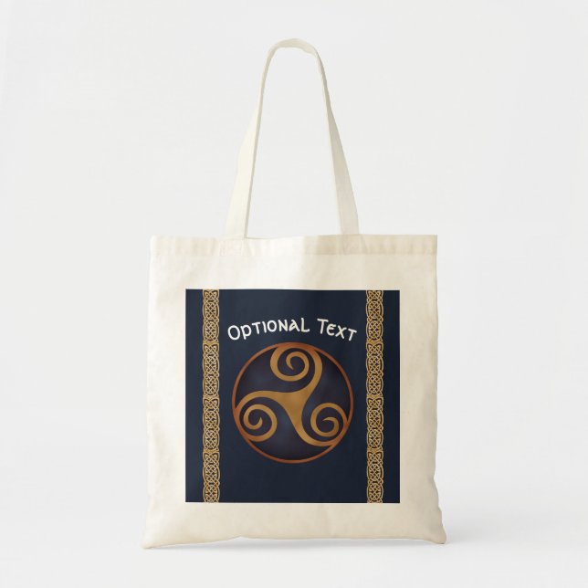 Bolso De Tela Personalizado Celtic Triskelion (Azul) (Frente)