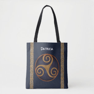 Bolso De Tela Personalizado Celtic Triskelion (Azul)