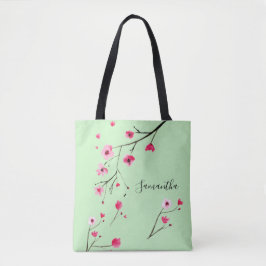 Bolso De Tela Personalizado | Cerezo en flor | Negra