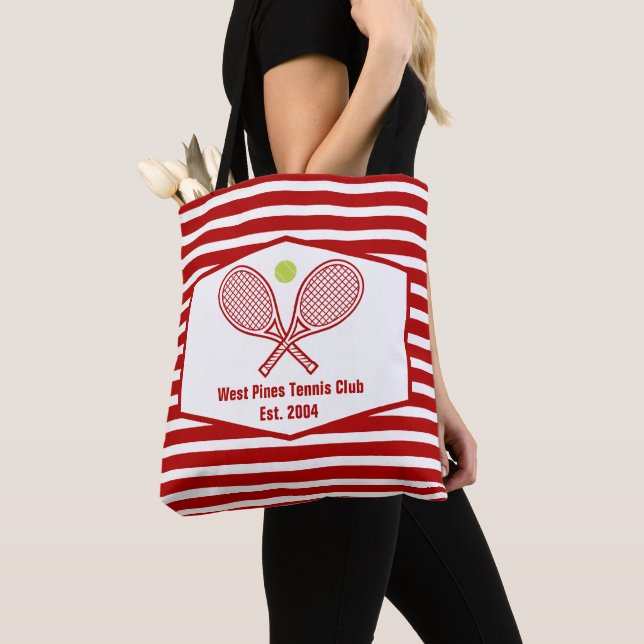 Bolso De Tela Personalizado Club Campestre de Tenis Red Stried (Detalle)
