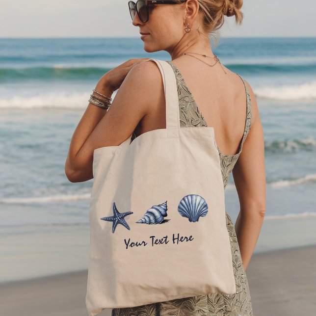 Bolso De Tela Personalizado Coastal Seashells Treasure Ocean Sum (Subido por el creador)