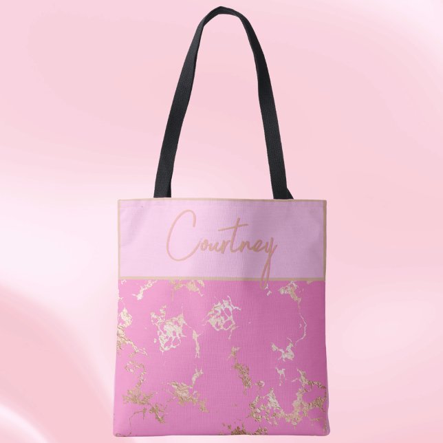 Bolso De Tela Personalizado con acento rosa y dorado (Subido por el creador)