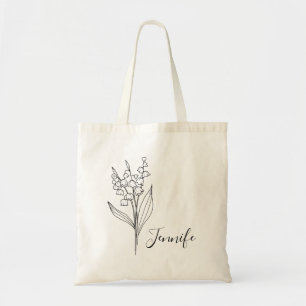 Bolso de tela personalizado con la flor del mes de