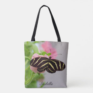 Bolso De Tela Personalizado con nombre Zebra Longwing Butterfly