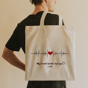 Bolso De Tela Personalizado Corazón golpea a Rótulo Tote Bag