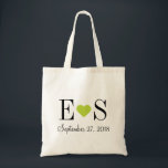 Bolso De Tela Personalizado Corazón Monograma Favor de la boda<br><div class="desc">Diseño moderno de monograma cardíaco elegante con las iniciales personalizadas de monograma de novia y novio y fecha de boda personalizada. Perfecto para el favor de la boda, bolsos de té, El día de San Valentín, regalo de aniversario o cualquier ocasión! Haga clic en el botón "Personalizar" para añadir su...</div>