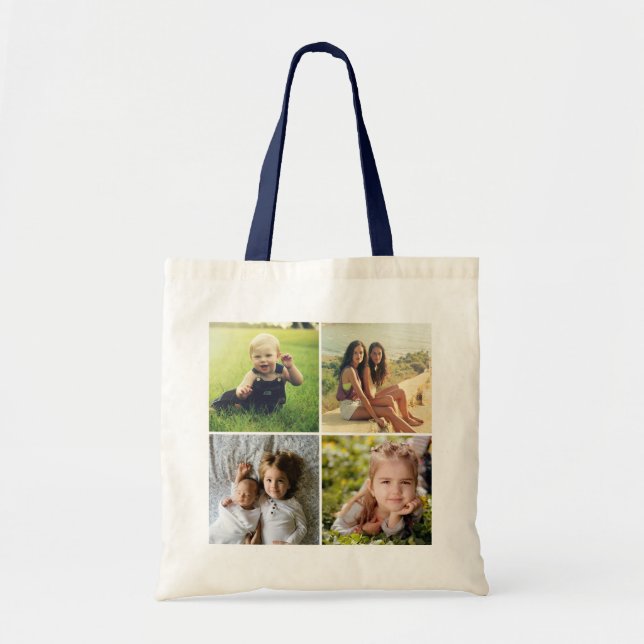 Bolso De Tela Personalizado Cuatro Collages de fotos (Frente)