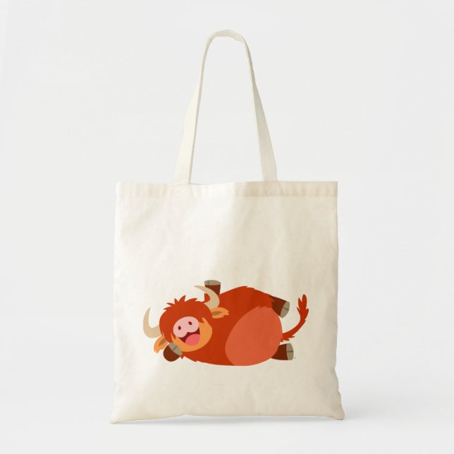 Bolso De Tela Personalizado cutáneo y perezoso Highland Cow Bag (Frente)