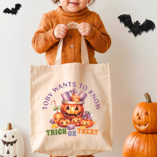 Bolso De Tela Personalizado Cute Calabaza Divertido Spooky Hallo