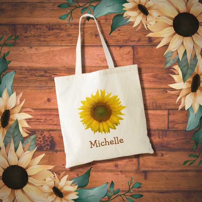 Bolso De Tela Personalizado Cute de flor de girasol amarillo (Subido por el creador)