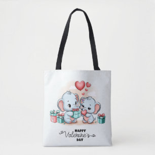 Bolso De Tela Personalizado Cute Elephant Lover Día de San Valen