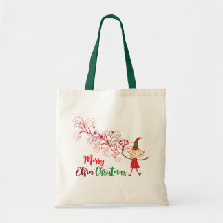 Bolso De Tela Personalizado Cute Elf Swirls Navidades mágicos va