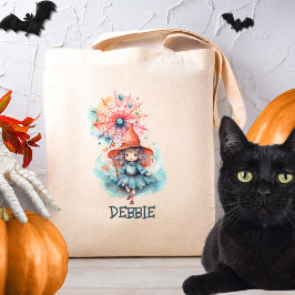 Bolso De Tela Personalizado Cute Girly Pink Witch Watercolor Hal