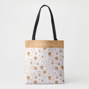 Bolso De Tela Personalizado Cute Groovy Retro Fantasma Halloween