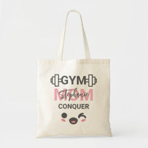 Bolso De Tela Personalizado Cute Kawaii Gym Mamá Conquista Fitne