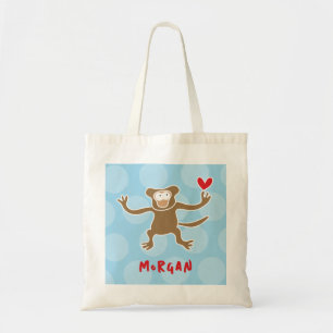 Bolso De Tela Personalizado Cute Marrón Mono Amo Divertido Dots 