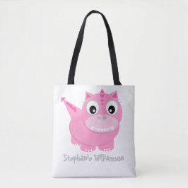 Bolso De Tela Personalizado Cute Pink Dino Kawaii