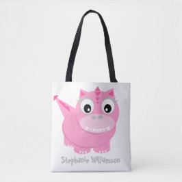 Bolso De Tela Personalizado Cute Pink Dino Kawaii