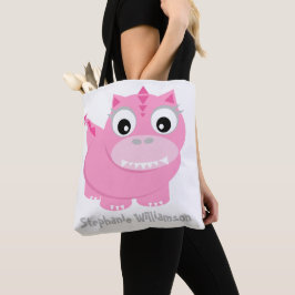 Bolso De Tela Personalizado Cute Pink Dino Kawaii