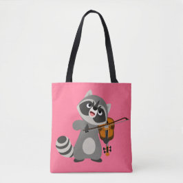Bolso De Tela Personalizado Cute Raccoon Jugando Violin