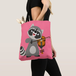 Bolso De Tela Personalizado Cute Raccoon Jugando Violin