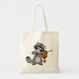 Bolso De Tela Personalizado Cute Raccoon Jugando Violin